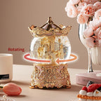 Carousel Musical Snow Globe Princess Unicorn Music Box for Girls Women Baby Kids Sister Daughter Mom Granddaughter Grandma Christmas Birthday Presents Gifts (Light Pink)