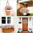 16 Bundles Artificial Flowers for Outdoor Realistic Faux Flower Spring Summer Garden Home Decoration, Hanging Daisy with Eucalyptus Leaves Fake Plants Greenery Balcony Porch Patio Front Door Decor