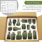 36Pcs Bud Vases Set Small Vintage Glass Bottles Bud Vases in Bulk Multiple Shape Cute Glass Vases for Rustic Wedding Centerpieces Table Decorations and Home Decor(Green)