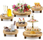 6PCS Wooden Risers for Display Wood Cake Stand for Party Round Food Risers for Buffet Wooden Holder Rustic Riser for Decor Tiered Tray Decor Home Kitchen (Light Brown, 6 PCS (8”, 6”, 5”))