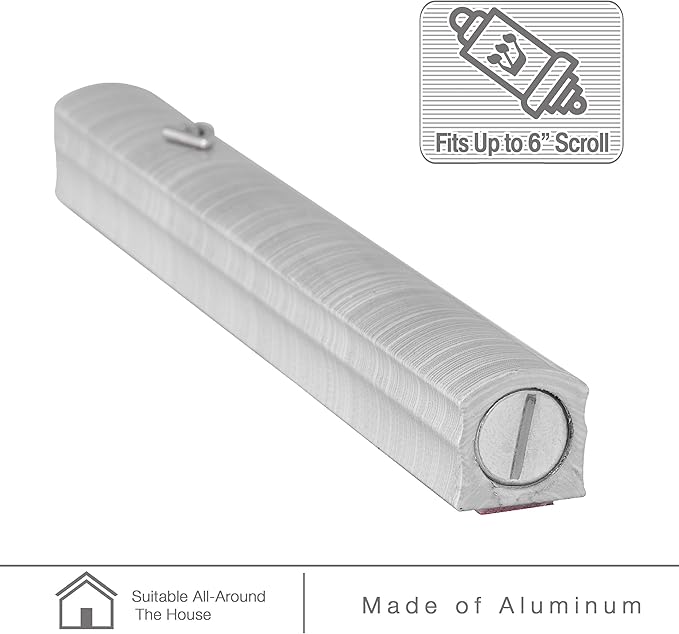 A&S Mezuzot Aluminum Mezuzah Case with 3D Painted Shin Design Easy Peel and Stick Judaica Door Mezuzah for Parchment Scroll (Grey/White, 7 Inches)
