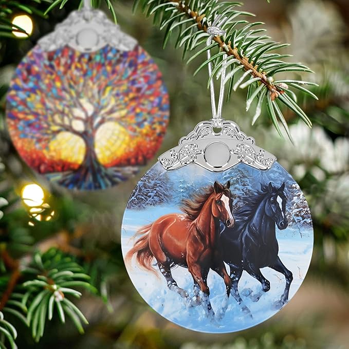 Stained Glass Suncatcher Ornament - Horse Christmas Decorations - Christmas Ornaments for Tree - Holiday Present Ideas - Gift Exchange