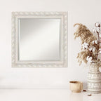 Amanti Art White Wall Mirror 26x26 Opera Off White Square Bathroom Mirror for Wall Decor Living Room, Medium Traditional Wood Frame, Hangs Horizonally and Vertically, Bathroom Decor, Beveled Edge