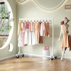 Hoctieon Z Rack, Rolling Clothes Racks with Z-Base, Heavy Duty Garment Rack, Clothing Racks for Hanging Clothes, Sturdy Metal Hanging Holder, Clothes Organizer Rack, White