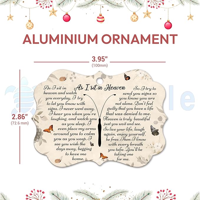 Hyturtle Sympathy Gift Memorial Butterfly Ornament - Butterfly Memorial Gifts for Loss of Loved One - Christmas Tree Cardinal Aluminum Ornament