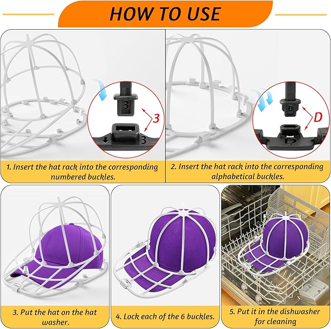2 Pack Hat Washer for Washing Machine, Cap Washing Protector Holder Fit for Adult and Kid's Ball Caps