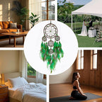 Large Dream Catcher Wall Decor Green Dream Catchers with Wooden Bead Handmade Feather Dreamcatcher Wall Hanging Ornament for Bedroom Living Room Home Decor
