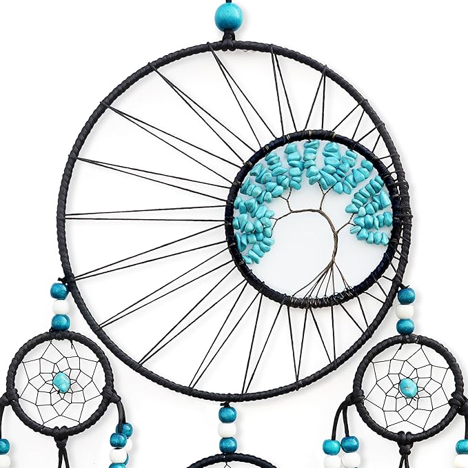 Dream Catchers,Large Dream Catcher for Bedroom Adult,Native American Boho Dreamcatcher Tree of Life Wall Decor with Turquoise Hanging Ornament Teen Dorm Room Decor Festival Gift (Brown)