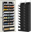 20-30 Pairs Over the Door Shoe Organizer,Side Clear Hanging Shoe Organizer,10-Tier Shoe Storage with 2 Flat Storage Layers,Door Shoe Organizer Fit All the Family’s Sneakers, Boots, Heels,Black