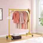 Hoctieon Z Rack, Rolling Clothes Racks with Z-Base, Heavy Duty Garment Rack, Clothing Racks for Hanging Clothes, Sturdy Metal Hanging Holder, Clothes Organizer Rack, Gold