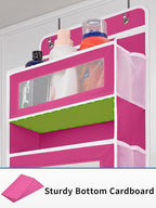 JARLINK 2 Pack Over The Door Organizer Storage, 5 Shelf Hanging Door Organizer with 5 Large Capacity Pockets, Anti Tilt 44 lb Load Behind Door Storage for Bedroom, Bathroom, Pantry, Nursery, Rose Pink