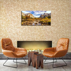 Yosemite Valley Mountain Wall Art Panorama of National Park Canvas Prints Nature Landscape Pictures Wall Decor Fall Stream Forest Painting Artwork for Living Room Bedroom Office Home Decorations