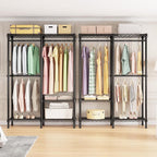 H18 Garment Rack for Hanging Clothes, 3 Tiers Portable Closet with 2 Hanger Rods, Freestanding Clothes Rack, 44.9" W x 14.6" D x 76.4" H, Max Load 600lbs, Black