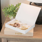 Decorative Books with Storage (Caramel/Beige) – Set of 2 Faux Linen Book Boxes with Gold Stamped Covers – Enhance Your Coffee Table, Bookshelf Decor – Hidden Storage for Photos, Keepsakes, and Jewelry