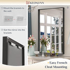 Keonjinn 42 x 36 Inch Black Framed Mirror, Bathroom Vanity Mirror for Wall, Metal Framed Rectangle Bathroom Mirrors, Large Modern Farmhouse Matte Black Mirrors for Over Sink(Horizontal/Vertical)