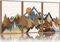 SIGNINART Vintage Mountain Framed Canvas Wall Art, Boho Sunrise Art Prints, Forest Nature Wilderness Art Paintings, Modern Farmhouse Woodcut Style Wall Decor for Living Room Bedroom, Office 24"x36"x3