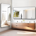 BONEWEI 72x36 inch Large Bathroom Mirror,Black Rectangle Mirror,Wall Mounted Bathroom Frame Vanity Mirror with Round Corner for Bedroom Living Room,Entryway Hangs Horizontal or Vertical