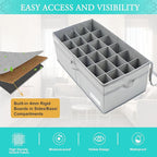 LUVHOMEE Shoe Organizer for Closet, Fits 24 Pairs, Large Shoe Box Storage Containers, Clear Foldable Shoe Storage Bins w/Bottom Support, Space Saving Closet Shoes Holder w/Reinforced Handles, Gray