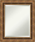 Amanti Art Bronze Wall Mirror 25x21 Manhattan Bronze Rectangle Bathroom Mirror for Wall Decor Living Room, Small Traditional Wood Frame, Hangs Horizonally and Vertically, Bathroom Decor, Beveled Edge