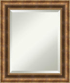 Amanti Art Bronze Wall Mirror 25x21 Manhattan Bronze Rectangle Bathroom Mirror for Wall Decor Living Room, Small Traditional Wood Frame, Hangs Horizonally and Vertically, Bathroom Decor, Beveled Edge