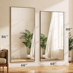 BEAUTYPEAK 86"x40" Rectangle Full Body Floor Mirrors, Full Length Mirror with Stand, Large Black Mirror for Bedroom, Dressing Room, Leaning, Standing or Hanging Horizontally/Vertically