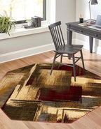 Unique Loom Barista Collection Area Rug - Timor (6' 1" Octagon, Multi/Red)