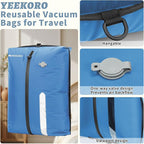 Vacuum Bag for Travel, Professional IPX8 Waterproof Reusable Vacuum Compression Bags for Travel Suitcases, Durable Space Saver Bag(2 Large,No Pump)