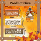 Lineshading 4 Pcs Fall Decoration for Home Wooden Turkey Decor "A Time to Be Thankful" Table Sign with Turkey & Pumpkin Topper, Thanksgiving Centerpiece Rustic Fall Tiered Tray Decor for Home Kitchen