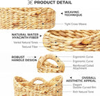 Magazines Holder - Wicker Magazine Rack, Handwoven Magazine Holders for Bathroom, Magazine Organizer for Books, Newspaper, Water Hyacinth Magazine Basket with Handle, 14x11.5x6.7inch