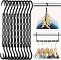 HOUSE DAY Space Saving Hangers Black, 16 Pack, Smart Closet Organizer Space Saver, Sturdy Plastic Clothes Hangers for All Types of Clothes, Closet Organizers and Storage, College Dorm Room Essentials