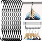 HOUSE DAY Space Saving Hangers Black, 16 Pack, Smart Closet Organizer Space Saver, Sturdy Plastic Clothes Hangers for All Types of Clothes, Closet Organizers and Storage, College Dorm Room Essentials