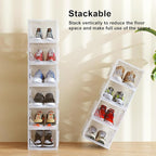 AWTATOS Shoe Boxes with Magnetic Door, Stackable Shoe Storage Organizer with Lids, Folding Shoe Rack for High Heels, Thickened Sneaker Storage Container, 10 Pack, Clear