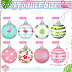 Zeyune 16 Pcs Summer Flamingos Tree Ornaments Summer Hanging Ornament Ball Tropical Palm Flamingo Hanging Home Decorations for Tree Tropical Party Holiday Decor