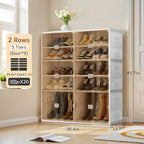 Foldable Shoe Rack Organizer for Entryway with Clear Magnetic Doors - Large Capacity Shoe Cabinet for Boots, Sneakers & All Shoes, Easy Assembly, White 5-Tier 20 Pairs