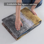 Ciicool 5ft Round Washable Rug, Modern Abstract Circle Rugs, Non-Slip Thin Lightweight Rug Yellow Blue Circular Print Distressed Carpet for Bedroom Living Room Under Dining Table Home Office Decor