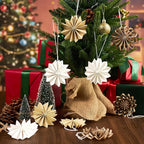 EASY JOY 9Pcs Christmas Hanging Decorations - 3D Paper Christmas Tree Hanging Decor Log White Snowflake Ornaments Christmas Decorations Outdoor Indoor for Xmas Party,Boho Home,Window Door Decor
