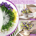 Artificial Fake Pansy Flowers for Outdoors, 12 Pcs Faux Silk Pansies Flower for Spring Summer Decoration, UV Resistant Fake Plants for Outside Planter Porch Yard Patio Home Decor(Purple Yellow White)