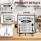 DETIHO Funny Kitchen Decor, Kitchen Signs for Counter, Rustic Wood Sign for Home Dining Room Coffee Shelf Table Display - G07
