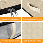 StorageRight Under Bed Storage Bags 2 Pack, 40L Large Clothes & Comforter Storage Containers with Clear Window, Breathable Fabric Organizer for Blankets, Bedding, Seasonal Clothing, Beige
