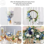 Odouzy Artificial Wedding Arch Flowers for Wedding Sign,Set of 2 for Welcome Ceremony Sign,Faux Floral Swags,Wedding, Banquet and Reception Backdrop Floral Decoration (Blue)