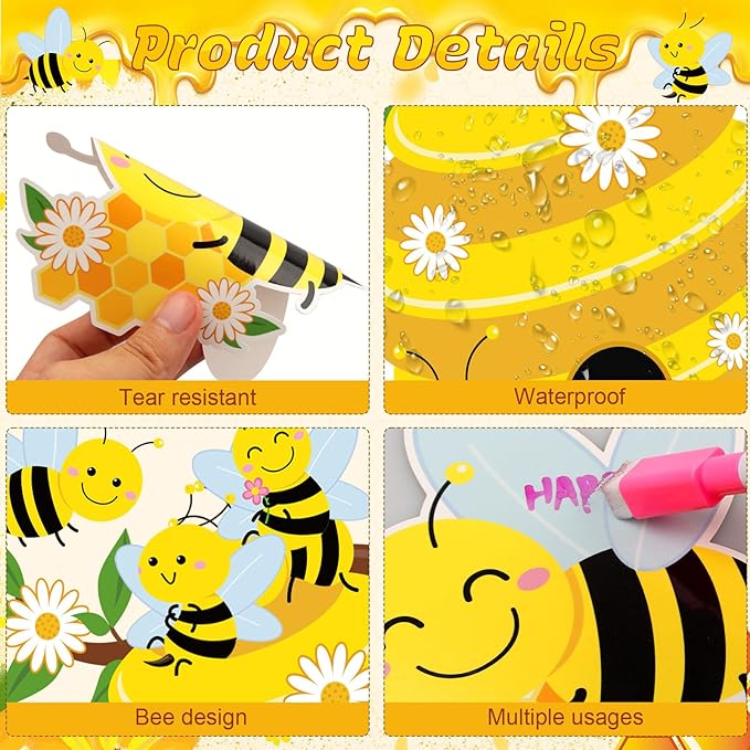 HIQINLUG Bee Bulletin Board Decorations Set, Summer Bee Jesus Religious Bulletin Board Decorations Christian Cutout for Classroom Back to School Library Home Window Wall Birthday Decor