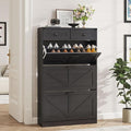 Shoe Cabinet with 3 Flip Drawers & 2 Drawers,Freestanding Shoe Storage Cabinet for Entryway,Farmhouse Narrow Slim Organizer Rack for Foyer,Hallway,Black