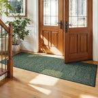 Lessymo Floral Runner Rug for Entryway, 2x6 Kitchen Rugs Non Slip Rubber Ultra-Thin Soft Washable Runners for Hallway, Faux Wool Small Carpet Bedside Rug, Vintage Floral Design Decor, Forest Green