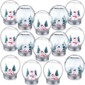 Jerify 16 Sets 3.58 Inch Christmas Plastic Clear Snow Globes Kit Water Globe with Screw Off Cap Artificial Christmas Trees Small Snowman Snowflakes for DIY Snow Globes Home Decoration Crafts