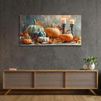 Pumpkin Wall Art Fall Kitchen Wall Decor Farmhouse Halloween Pictures Autumn Maple Leaves Canvas Prints Orange Pumpkins Painting Thanksgiving Artwork for Dining Room Bedroom Home Decoration 20x40"