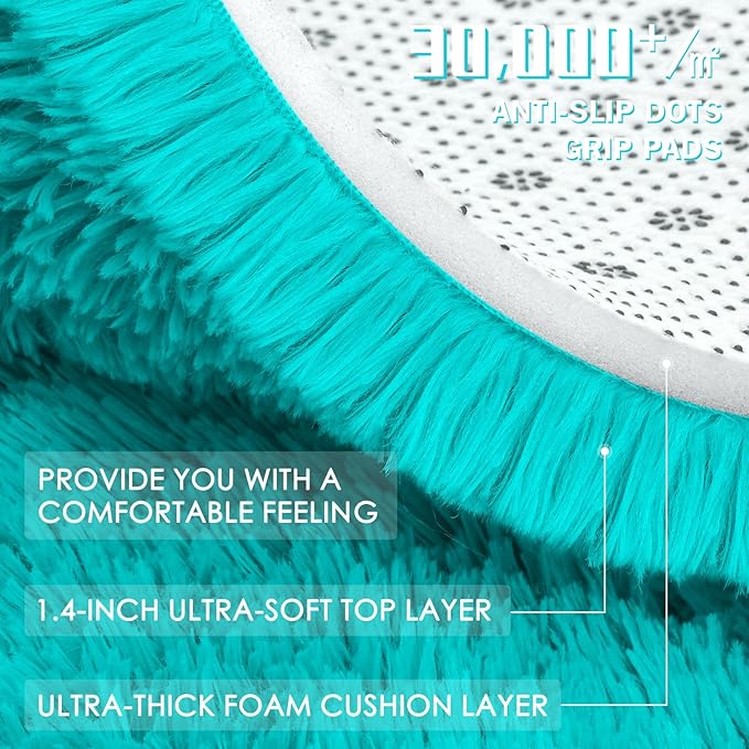 OLANLY 5x8 Machine Washable Large Area Rugs for Living Room, Bedroom, Soft Fluffy Shaggy Bedside Rug, Indoor Floor Carpet for Kids Girls and Boys, Dorms, Nursery, Home Decor Aesthetic, Teal Blue