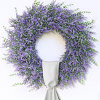 26" Artificial Lavender & Eucalyptus Wreath with Sash for Front Door, Porch, Window - Large Greenery Outdoor Wreath for Home, Farmhouse Decor - Spring, Summer, All Seasons (Purple)