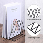 2 Pcs Triangle File Holder,5 Slot Metal Vinyl Record Stand Holder Black Magazine Newspaper Holder Photography Props for Office Hom