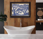 Vintage Gold Framed Wall Art Oak Tree Forest Painting Canvas Prints Blue Woodland Nature Landscape Picture Moody Botanical Poster Artwork for Living Room Bedroom, 16x24in