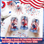 Sotiff 12 Sets 4th of July Themed Snow Globe Craft 250th Anniversary Party Supplies Firework Picks Mini Gnome Ornaments Stars Patriotic Heart Anniversary Party for Classroom Activities